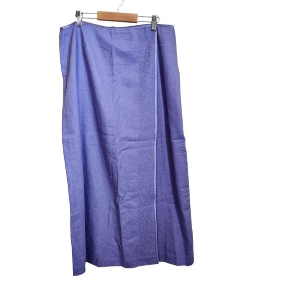 Norton Mcnaughton Maxi Skirt Womens sz‎ 12 Embroidered Linen Long Modest Purple - Picture 1 of 13